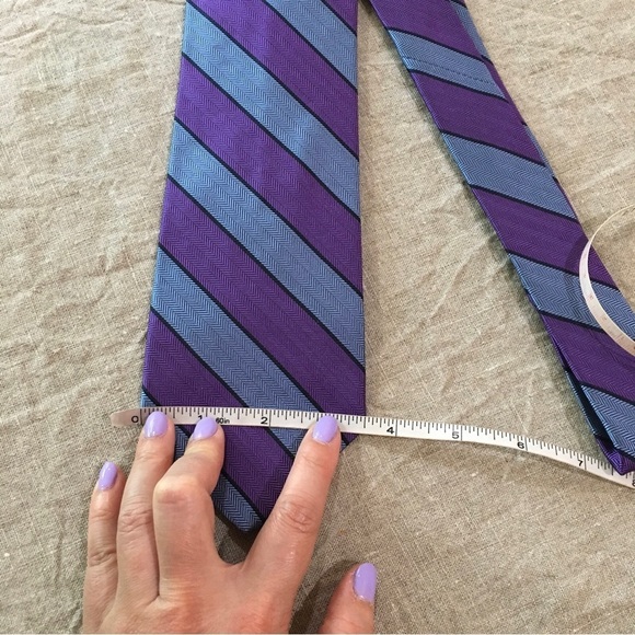 346 Brooks Brothers Neck Tie Men's Purple Blue Striped Pure Silk Made in USA - Picture 6 of 9